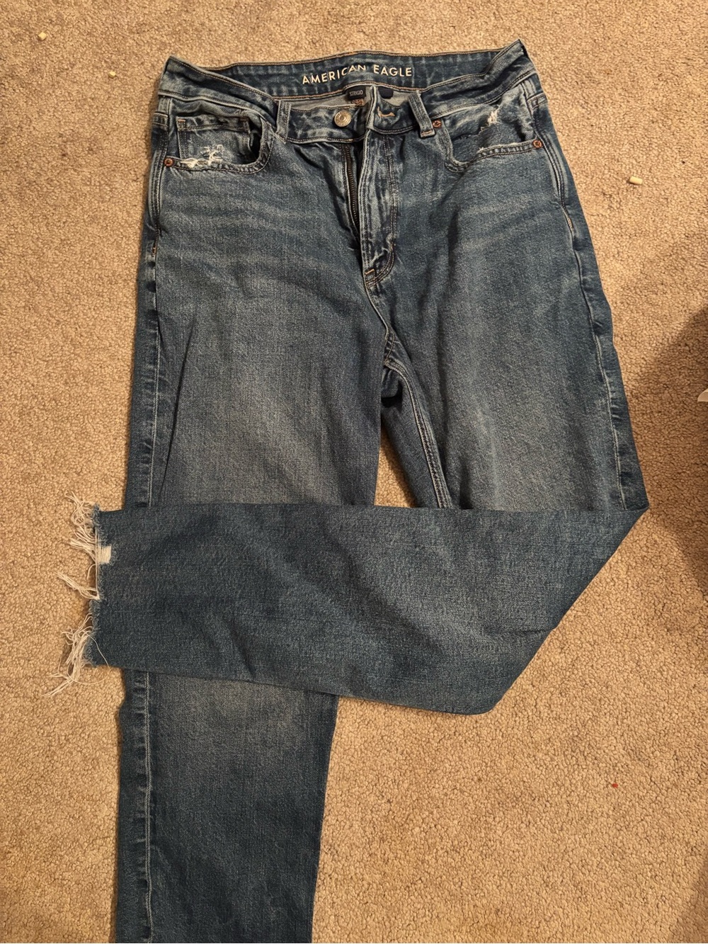 American Eagle Outfitters Dark Wash Skinny Jeans with Raw Hem